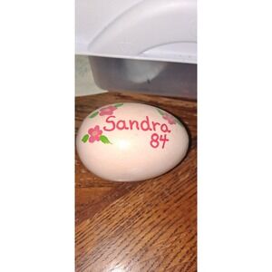 Ceramic Hand Painted Easter Egg Sandra 84 Pink With Flowers